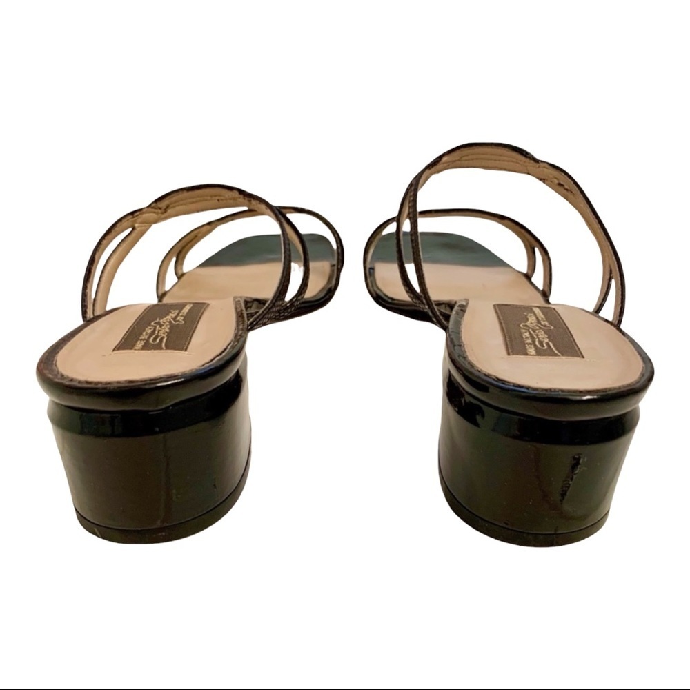 VINTAGE Sesto Meucci of Florence Black Patent Leather Slip On Sandals Si… - Picture 5 of 7